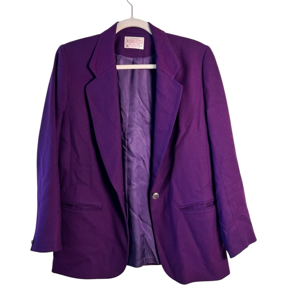 Pendleton Women’s Purple 100% Virgin Wool Blazer Jacket Petite 6 USA Vintage